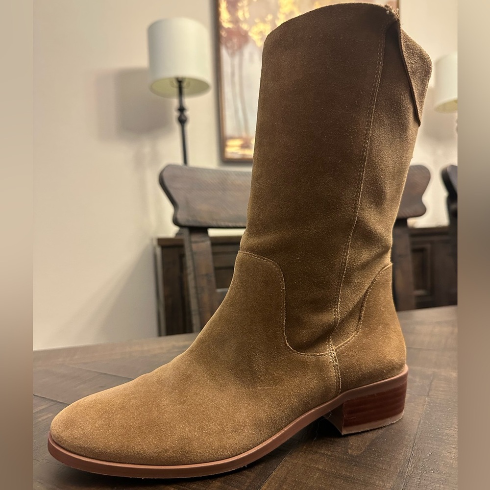 Brown Suede Mid-Calf Boots